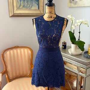 Fame and Partners cut out lace navy dress sexy spring cruise designer XS 2